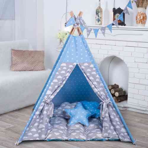 Вігвам Хатка комплект Хмари з м'яким килимком — Великий 150*150 см Київ