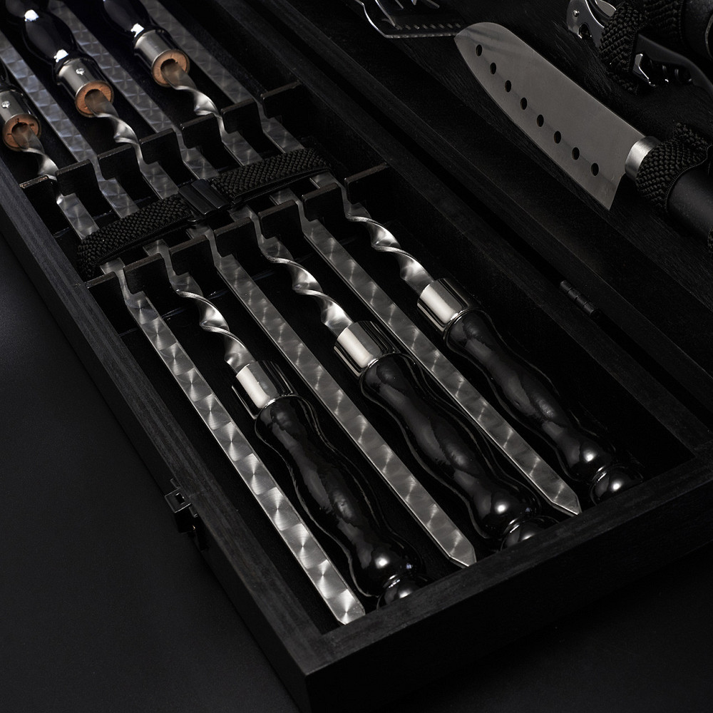 Шампури подарункові набір бокс для пікніка гриля та барбекю Оригінальні Віп подарунки на день народження татові, хлопцю, Тернопіль - фото 5