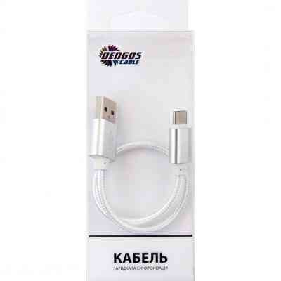 Дата кабель USB 2.0 AM to USB-C 0.2m white Dengos (NTK-TC-SHRT-WHITE) Вінниця