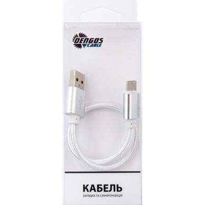 Дата кабель USB 2.0 AM to USB-C 0.2m white Dengos (NTK-TC-SHRT-WHITE) Вінниця - фото 1