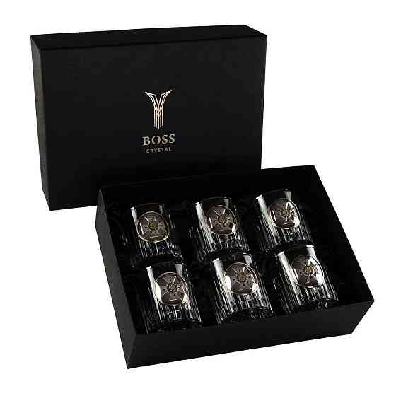 Набор для виски МНС Boss Crystal хрусталь (6 бокалов по 360мл) декорирован платиной, серебром и позолотой Киев