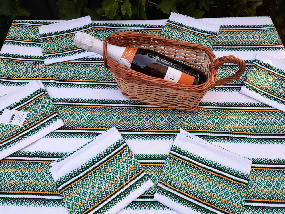 Вишита скатертина на столик у зеленому кольорі Київ - фото 9