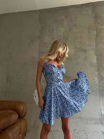 Жіночий романтичний мінікомбінезон у квітковий принт супер софт Блакитний, 46/48 Одеса