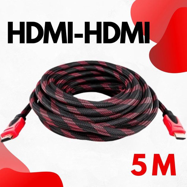 Кабель усиленный 5м переходник адаптер HDMI-HDMI папа-папа аудио видео шнур в обмотке EA-93 Киев - изображение 8