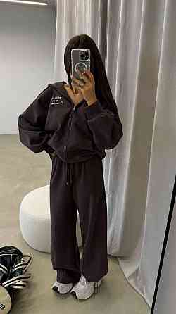 Жіночий прогулянковий костюм-двійка: кофта та штани з турецької двонитки Шоколад, 46/48 Одеса