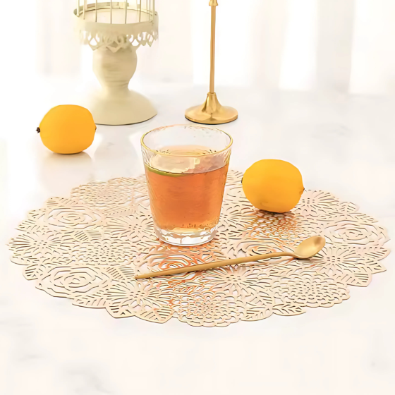 Сервировочная салфетка круглая под горячее, коврик сервировочный золотистый набор 2 шт Каменец-Подольский