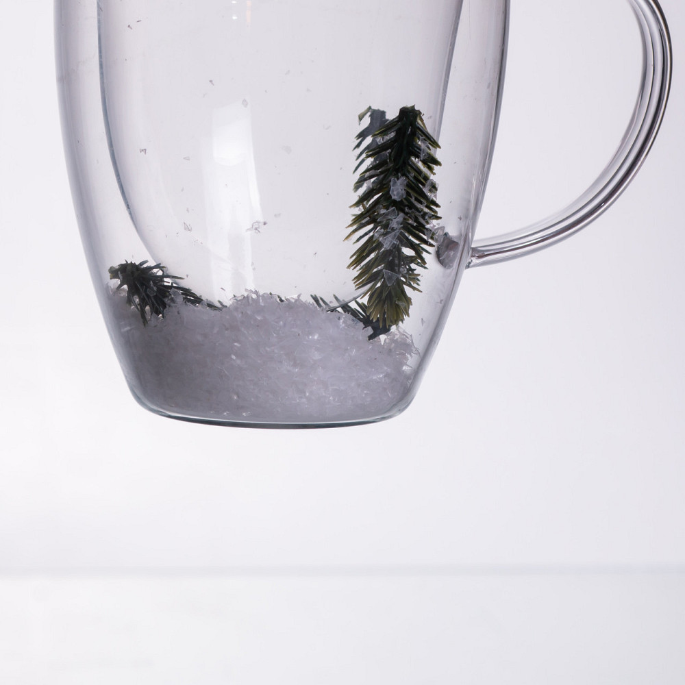 Yiwu Чашка скляна з подвійними стінками з новорічним декором гілочка з ялинки 350 мл 64486-44 Коломыя - изображение 2