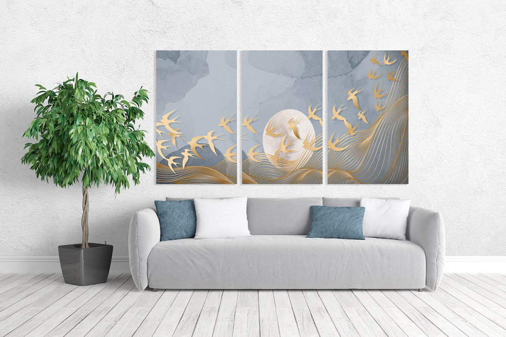 Модульная картина в гостиную / спальню  Пташки  ART-187_3A 70х130 см Киев - изображение 2