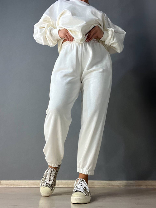 Костюм женский LSK 5258-5279 длинный свитшот и джоггеры на резинке белый, белый, XL Одесса - изображение 9