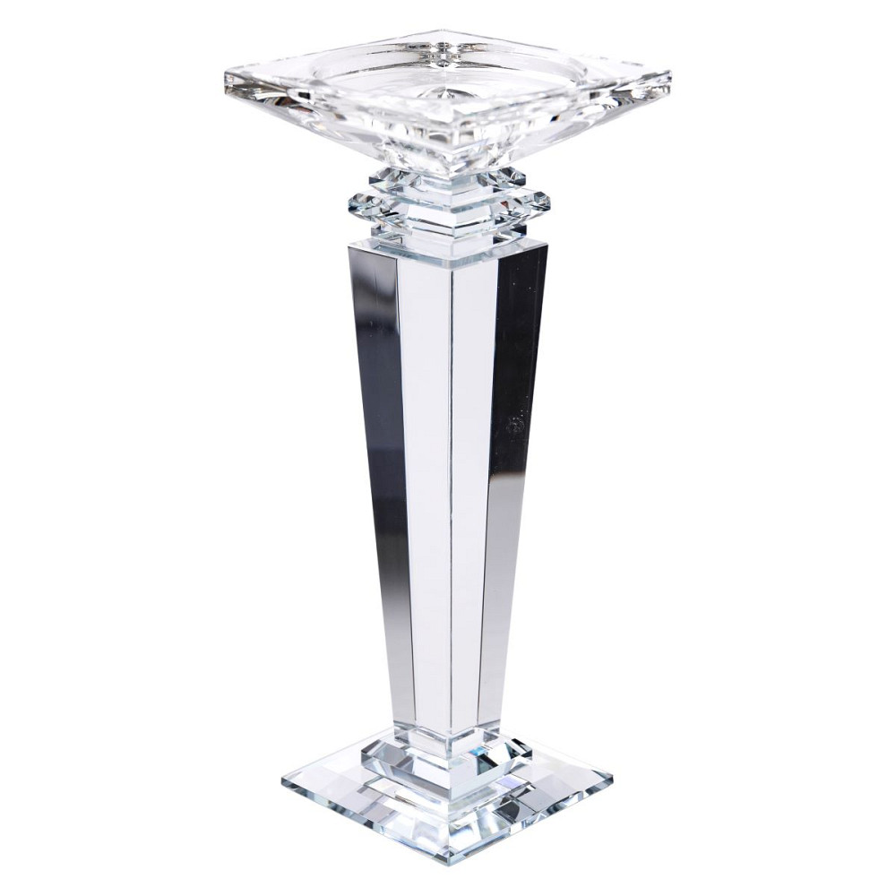 Підсвічник скляний на високій ніжці 9.5×9.5×24 см декоративний прозорий HP-4-54L Коломия - фото 3