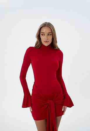 Жіноче стильне мініплаття зі складками мікродайвінг Червоний, 44/46 Одеса
