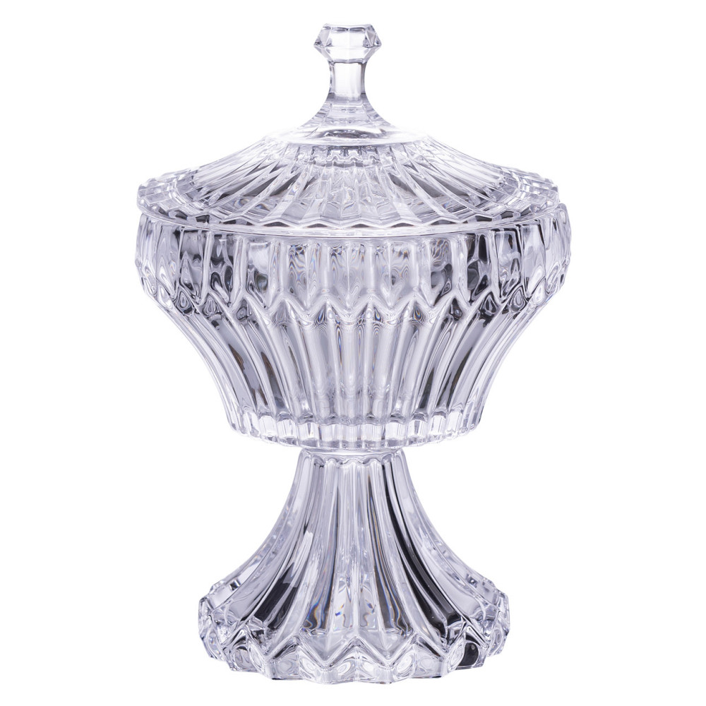 Yiwu Цукерниця на ніжці з кришкою 17×27 см кругла HP-19-149RB Коломия - фото 1