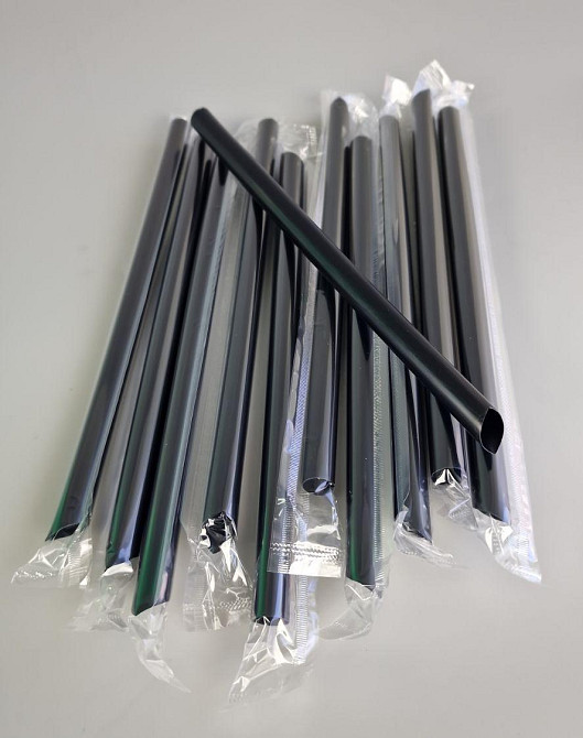 Трубочка для Бабл ті d10-21 см "Бабл ти" чорна в індив/пакованні (250 шт.) Харків - фото 1