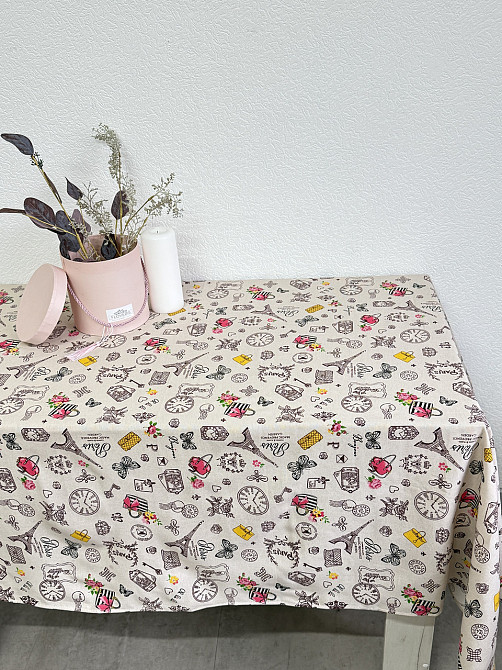 Ecotton Скатертина Ecotton 150х220 см бавовняна з рогожки бежева Мадам Коломыя - изображение 6