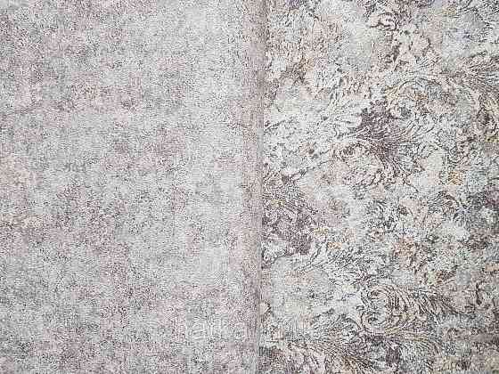 Шпалери вінілові на флізеліні гарячого тиснення DU&KA 1.06х10 вензель основа під штукатурку сірі коричневі Київ