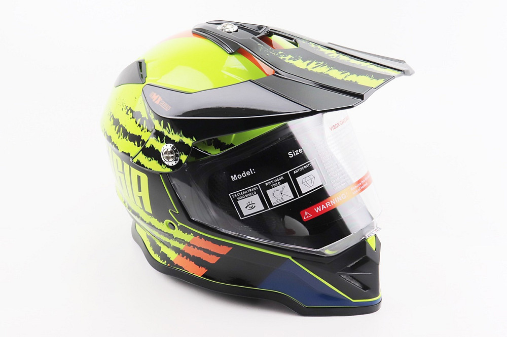 Шолом кросовий/ендуро/АТV зі склом BLD-819-7 М (57-58см), ЧОРНИЙ/ЖОВТО-ПОМАРАНЧЕВИЙ Киев - изображение 1