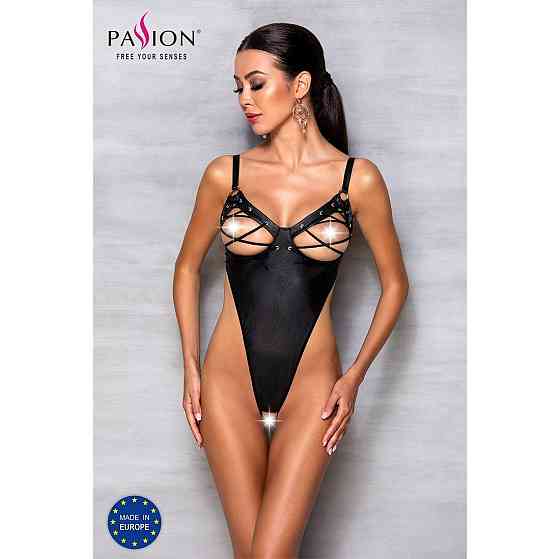 Боді з екошкіри Passion CELINE BODY XXL/XXXL, black, з доступом, відкритий Sex Aura Київ