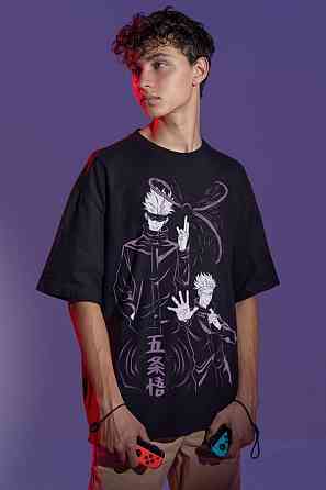 Футболка аниме Магическая битва оверсайз (S/M/L) Черний AnimeJ1063 Днепр