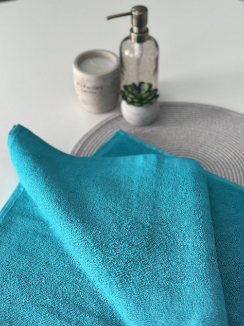 Комплект полотенец однотонных Ideal Textile 50х90см + 70х140см 400 г/м2 (56860932) Бірюзовий Черновцы - изображение 9