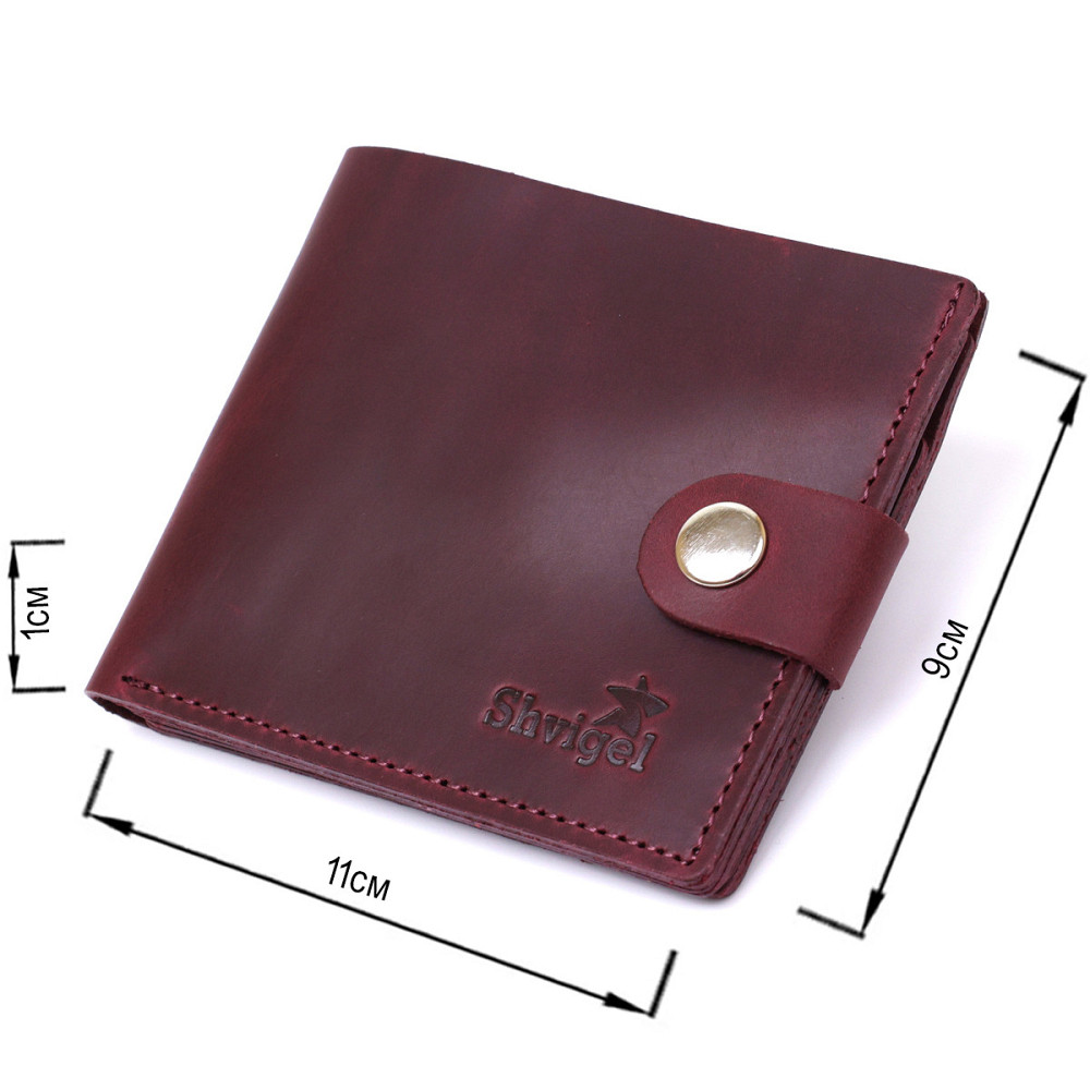 Шкіряне вінтажне портмоне Shvigel 16436 Бордовий Київ - фото 3