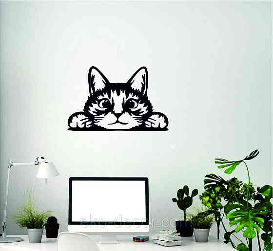 Декоративное настенное 3D Панно «Кот» Декор на стену с объемом (цена за 1 шт) 50*32 см, Черный Киев