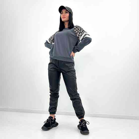 Штани-джогери з екошкіри "Bennett" оптом | Норма | Розпродаж моделі Чорний, 42-44 Київ