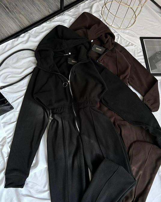 Женский теплый комбинезон на молнии с капюшоном из двухстороннего флиса Одесса - изображение 2