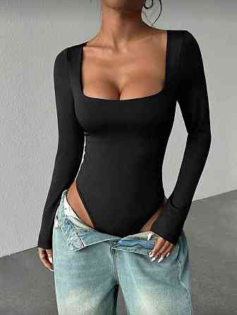 Жіночий базовий боді з квадратним вирізом мікродайвінг Чорний, 42/46 Одеса