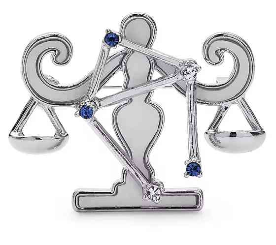 Брошка знак зодіаку "Терези" Сріблястий Сміла