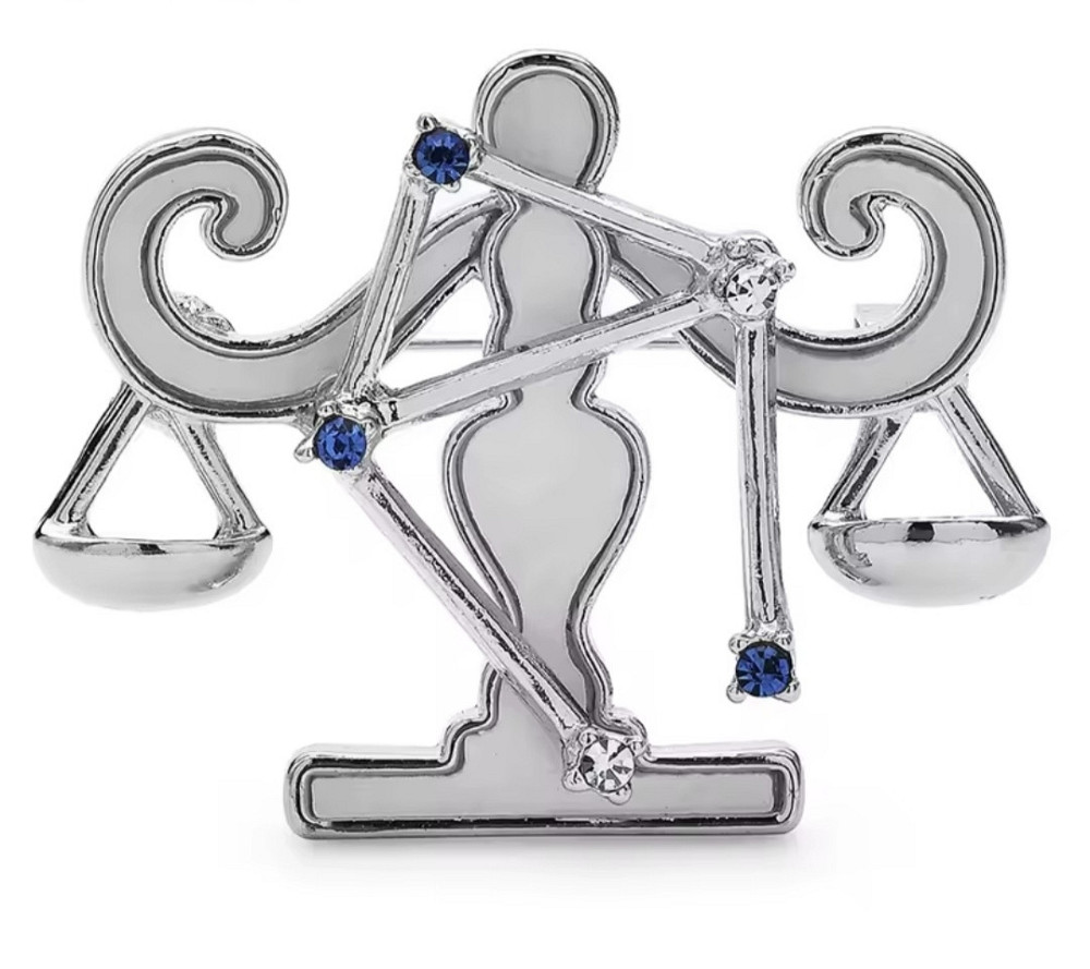 Брошка знак зодіаку "Терези" Сріблястий Сміла - фото 1