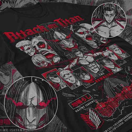 Футболка мужская аниме Атака титанов оверсайз (S/M/L) Черний AnimeJ0828 Днепр