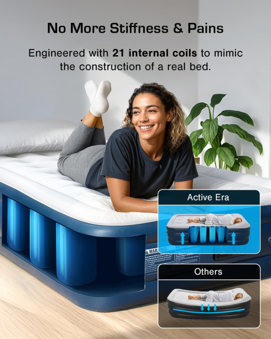 Надувний матрац Active Era Premium Single 188x99x36.5 см: Вбудований електронасос, Air Coil — Односпальне ліжко Київ - фото 7