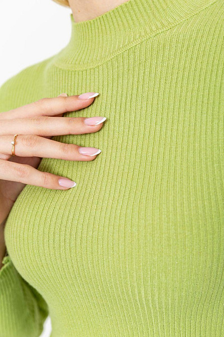 Женская водолазка приталенная в рубчик, эластичная, с шерстью, демисезонная, мягкая, Оливковый, S-M Лубны - изображение 4
