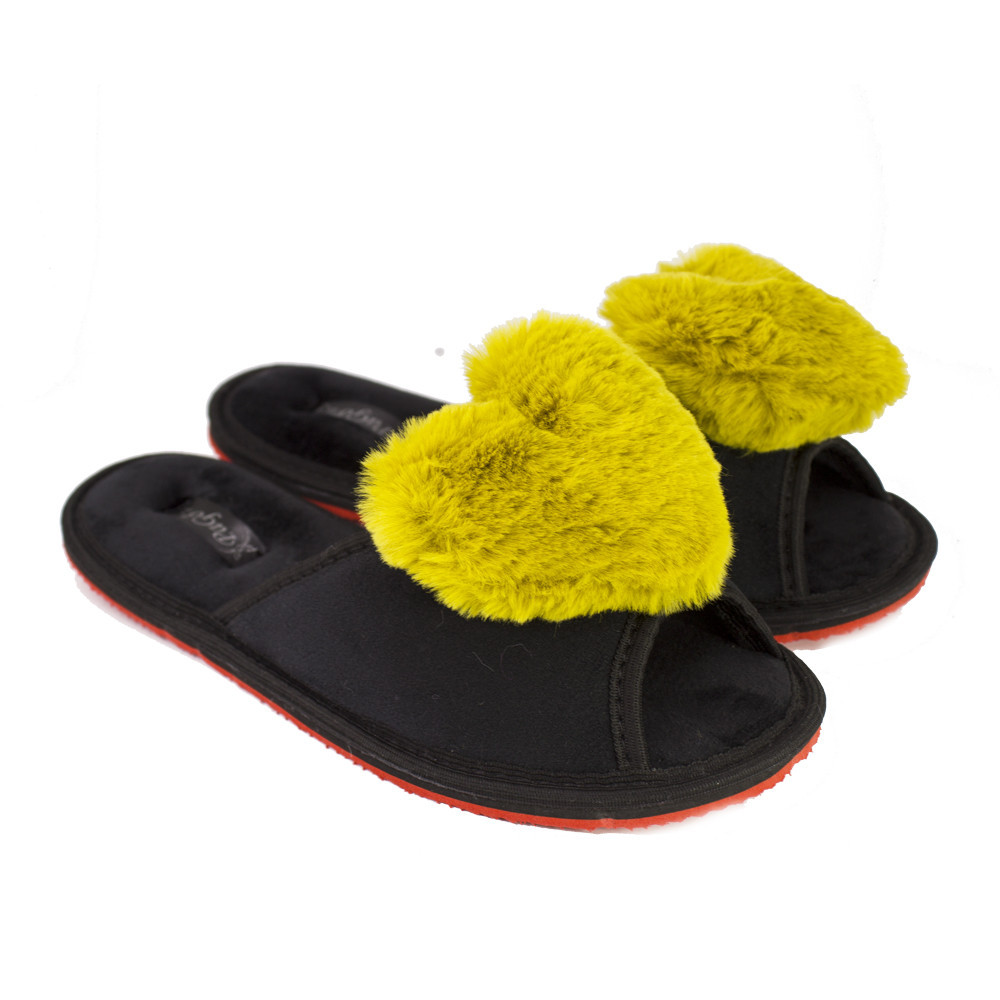 Тапочки жіночі велюр повномірки відкриті із серцем "Гірчичне серце" 37 Одеса - фото 2