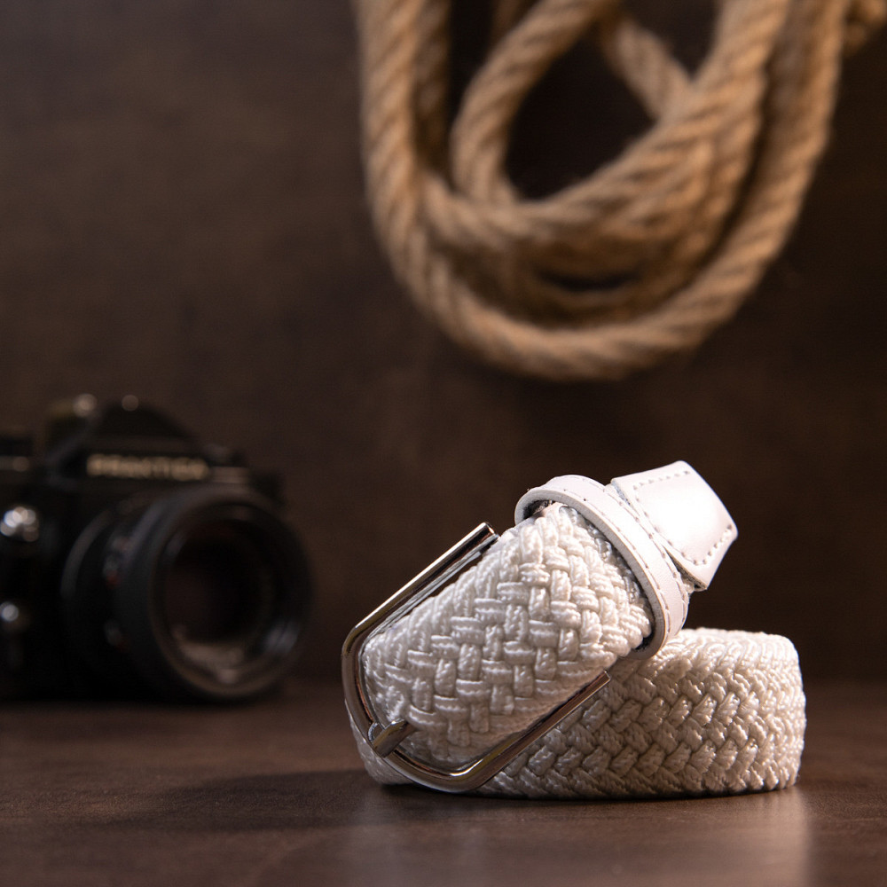 Текстильний жіночий ремінь класика Vintage 20545 Білий Київ - фото 8