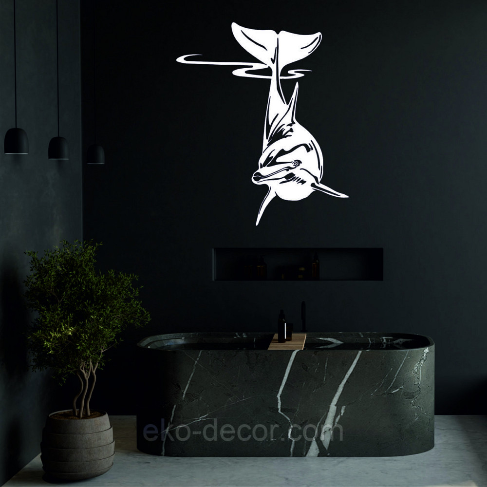 Декоративное настенное Панно «Дельфин» Декор на стену 50*43 см, Белый Киев - изображение 3