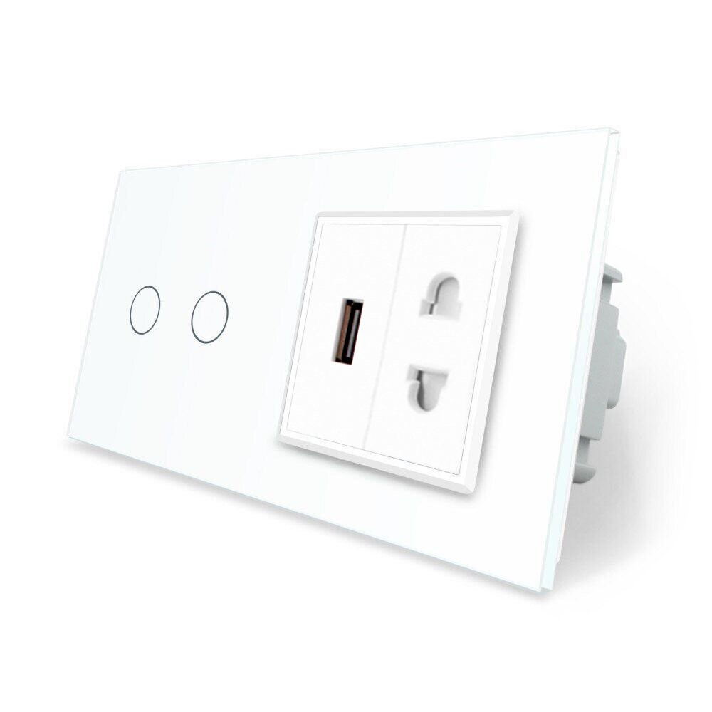 LIVOLO Розумний сенсорний прохідний/перехресний вимикач 2 сенсора 1 розетка 1 USB Livolo білий Коломия - фото 5
