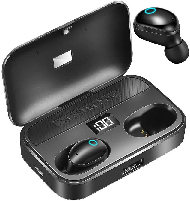 Бездротові навушники BlueTEK T28 TWS Bluetooth 5.0, Powerbank 3000мАг, IPX7 Водонепроникні, 120 годин роботи, Чорні Київ - фото 10