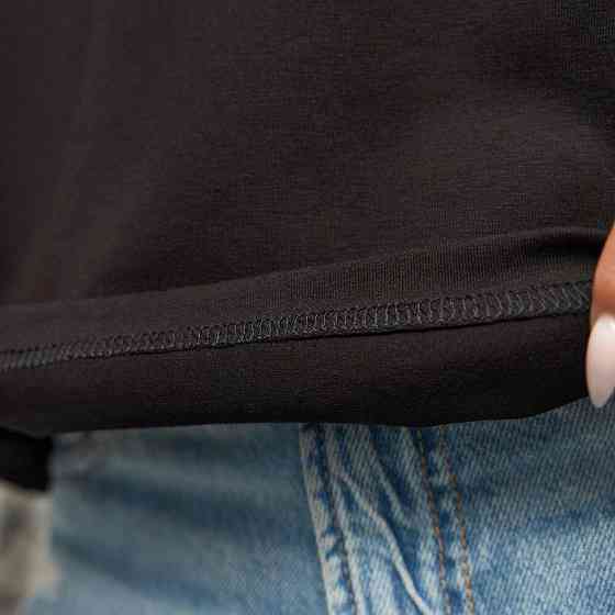 Черная базовая женская футболка Pobedov Freedom. Хлопковая женская футболка черная Киев