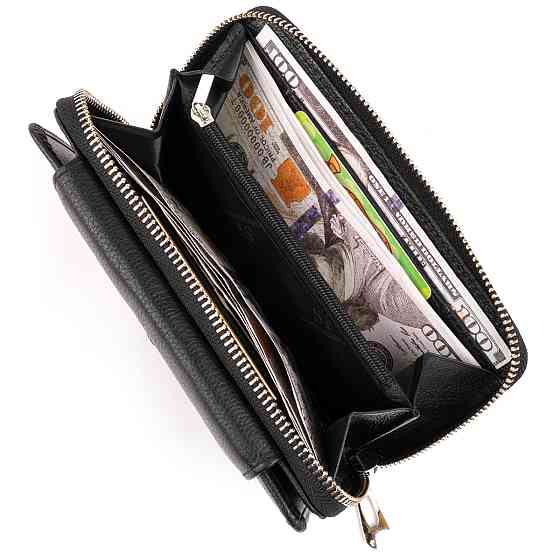 Кошелек из кожи на защелке Черный (ST Leather) Киев