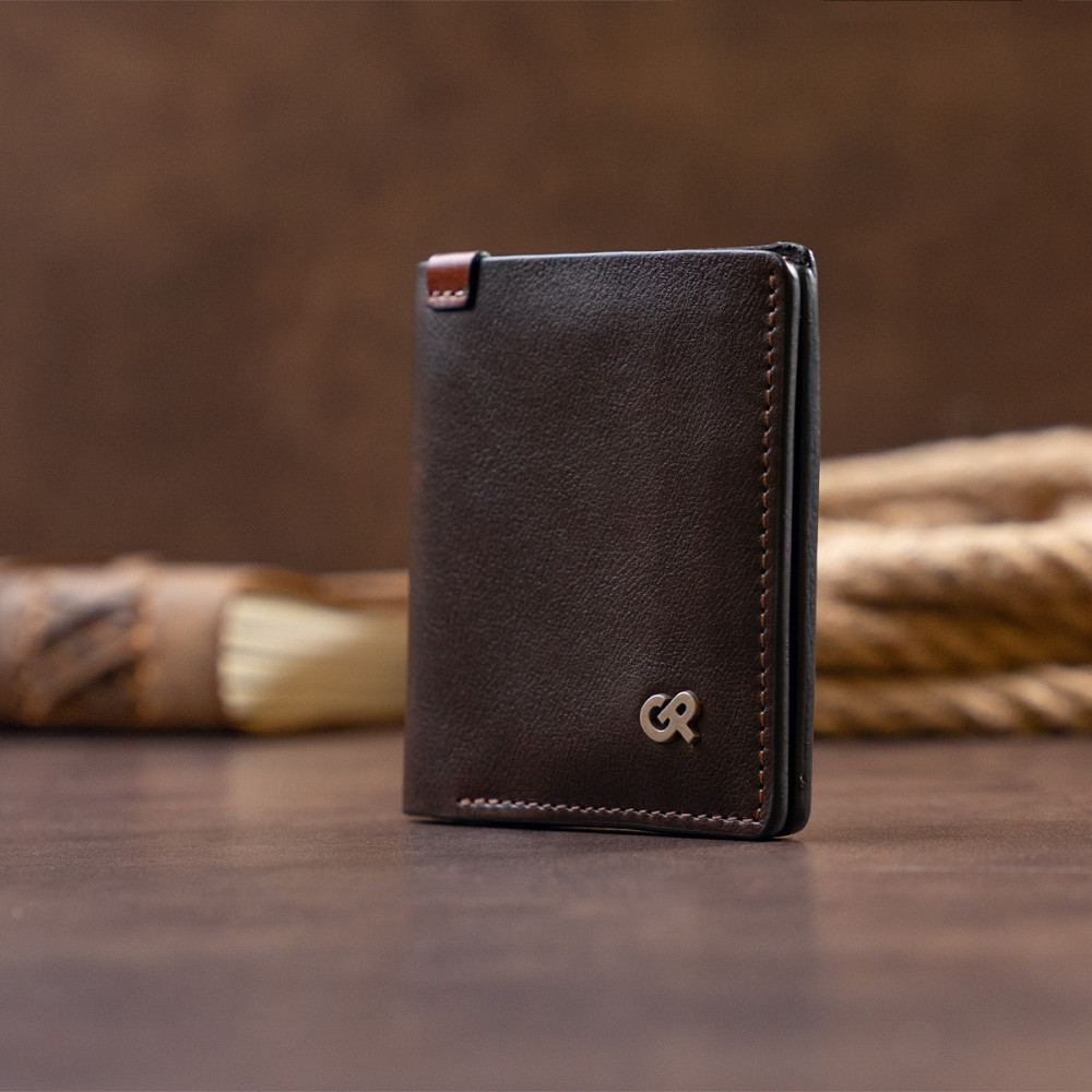 Вертикальне портмоне-кредитниця комбі в гладкій шкірі GRANDE PELLE 11328 Коричневе Київ - фото 4