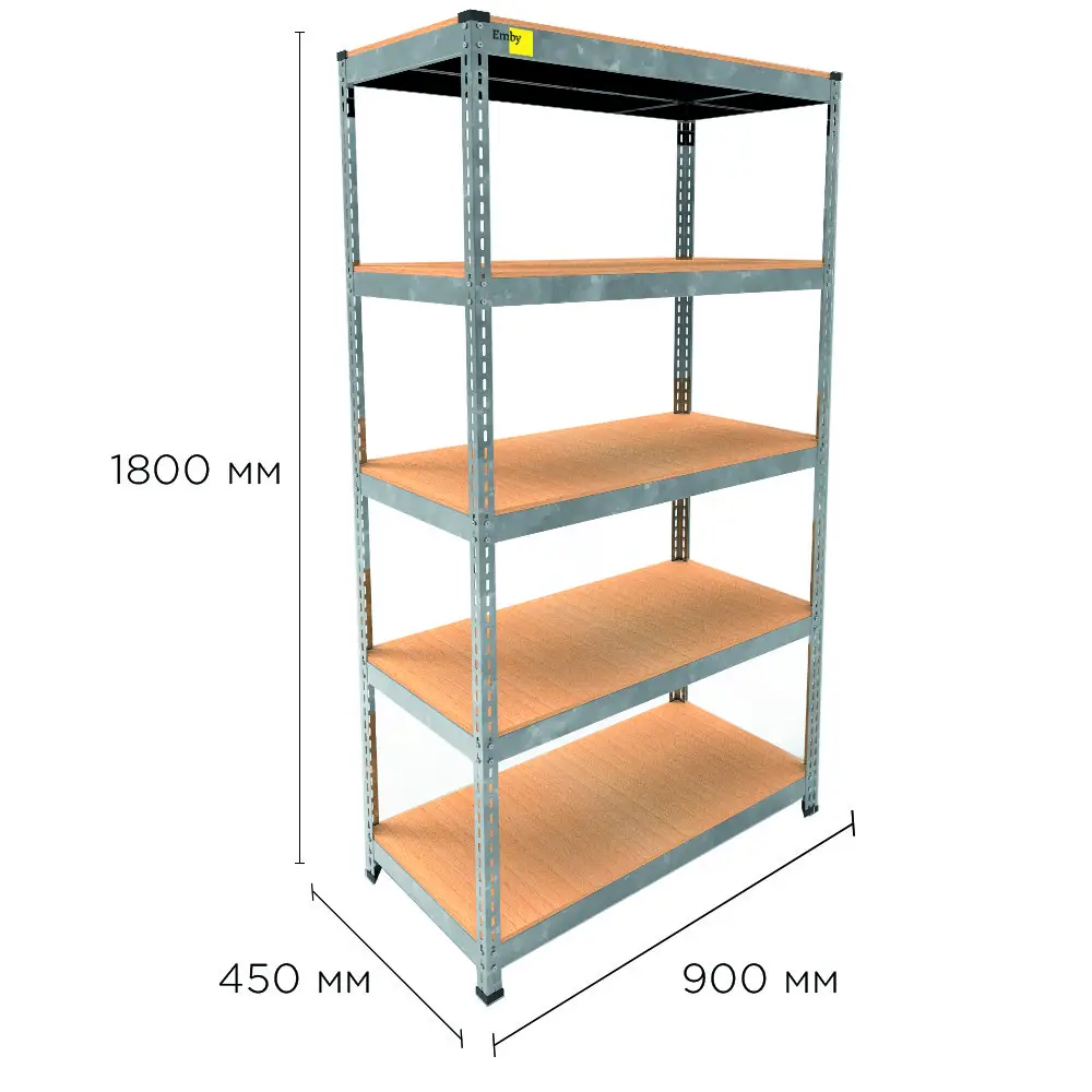 Металлический стеллаж Emby Light Series (размер 1800х900x450мм) 5 полок ДСП до 100кг Оцинкованный Киев - изображение 2
