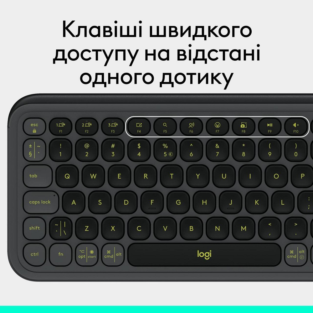 Клавіатура бездротова Logitech Pop Icon Keys Graphite (920-013157) Сірий Харьков - изображение 10