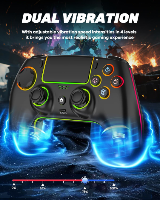 Бездротовий геймпад MYSTILUCK Hall Effect для PS5/PS5 Pro/PC/Mac/Steam Deck/iOS/Android | RGB, Turbo, 1500 мА·год Київ - фото 16