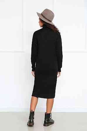 Тепле ангорове плаття міді з високим коміром "Amina" оптом | Батал Чорний, 50-52 Київ