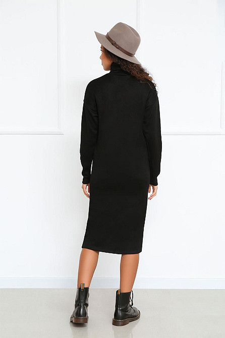 Тепле ангорове плаття міді з високим коміром "Amina" оптом | Батал Чорний, 50-52 Київ - фото 2