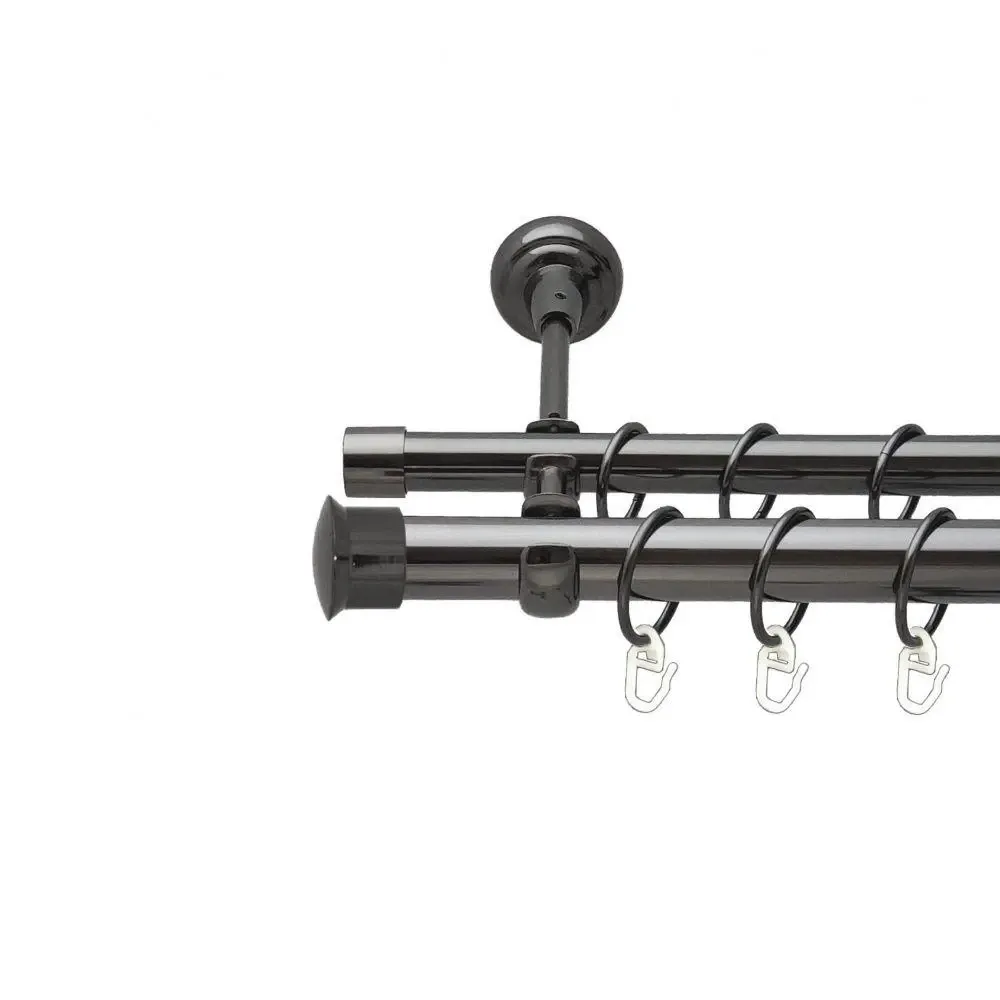 Карниз Orvit Дуо металевий дворядний відкритий гладка труба кільце металеве Онікс 25\16 мм 240 см Львов - изображение 1