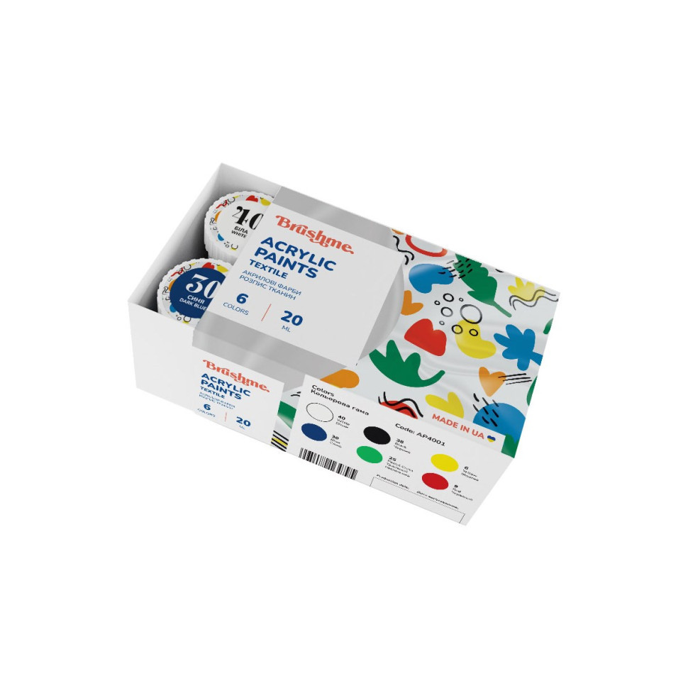Акриловая текстильная краска Набор 4001 Brushme AP4001 6 цветов Винница - изображение 4