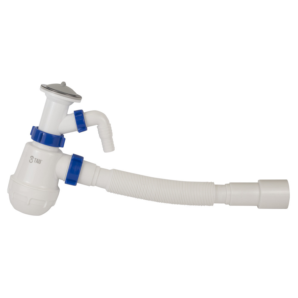 TAU Сифон для кухонной мойки с нержавеющим выпуском 1½" выводом под стир. машину и гибким отвод Киев - изображение 5