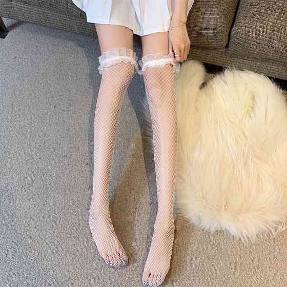 Женские чулки в сетку 1/2 белый Киев